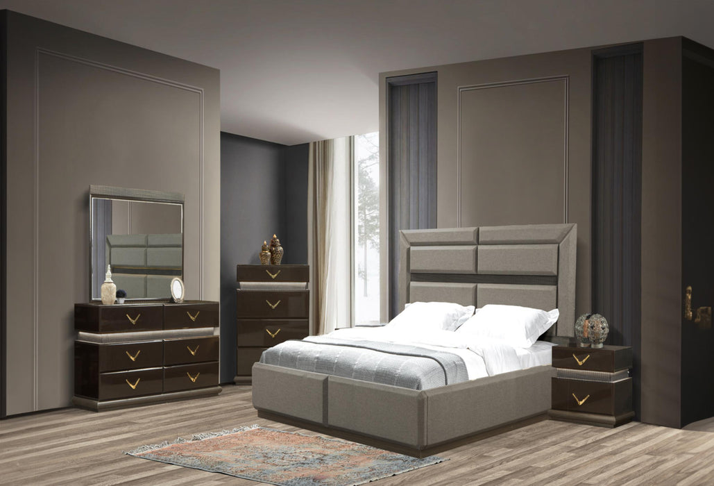 Dunhill Modern Style 4 Pieces Queen Bedroom Set Made With Wood In Brown