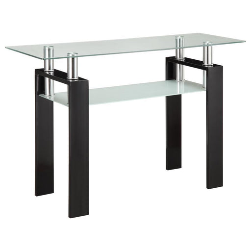 Dyer - Tempered Glass Sofa Table With Shelf - Black Unique Piece Furniture