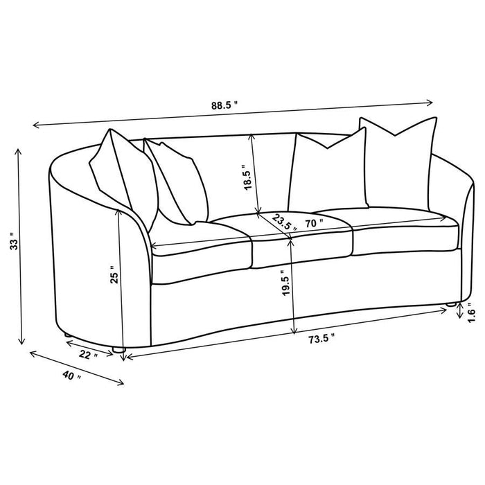 Rainn - Upholstered Tight Back Sofa Latte Unique Piece Furniture