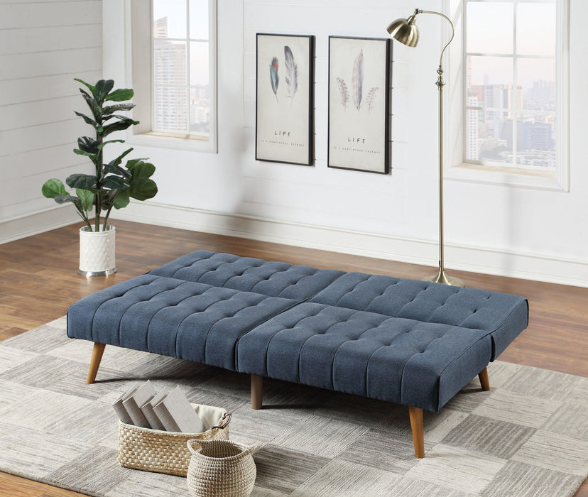 Navy Color Modern Convertible Sofa 1 Piece Set Couch Polyfiber Plush Tufted Cushion Sofa Living Room Furniture Wooden Legs