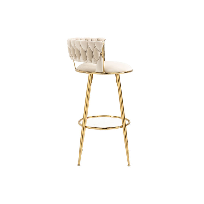 Coolmore Bar Stools With Back And Footrest Counter Height Bar Chairs - Ivory