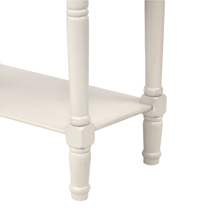 Trexm Narrow Console Table, Slim Sofa Table With Three Storage Drawers And Bottom Shelf (Ivory White)
