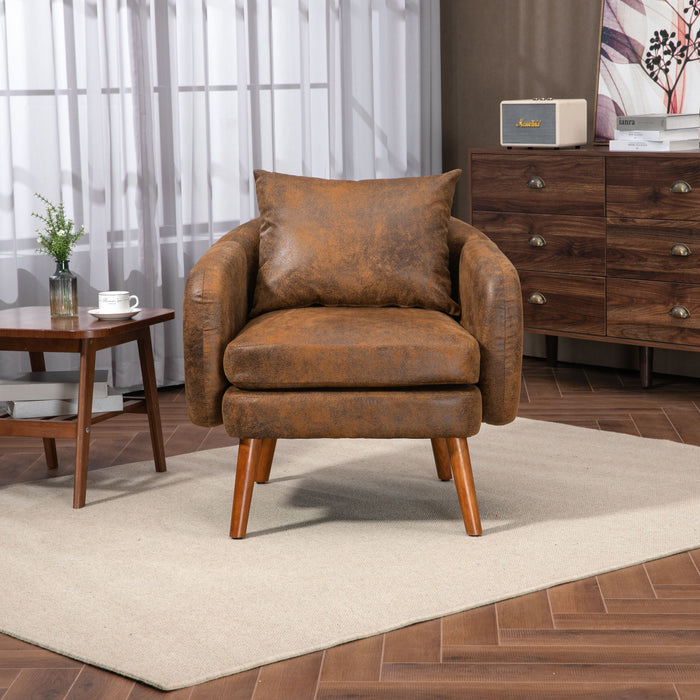 Coolmore Wood Frame Armchair, Modern Accent Chair Lounge Chair - Coffee