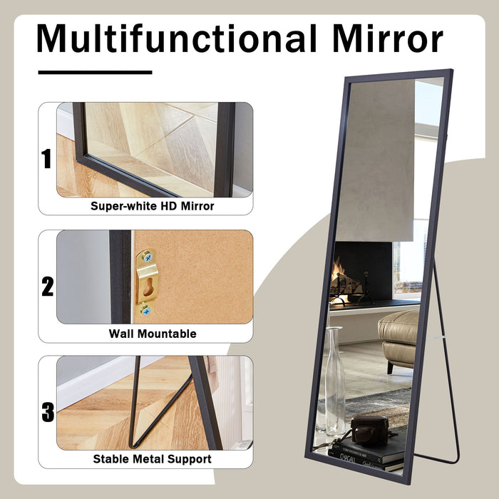 Third Generation Black Solid Wood Frame Full Body Mirror, Bold Border, Bathroom Makeup Mirror, Bedroom Porch, Decorative Mirror, Clothing Store, Floor Standing Large Mirror Black