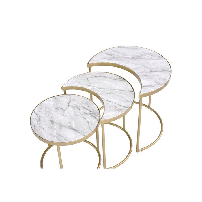 Anpay Coffee Table - Faux Marble & Gold Unique Piece Furniture