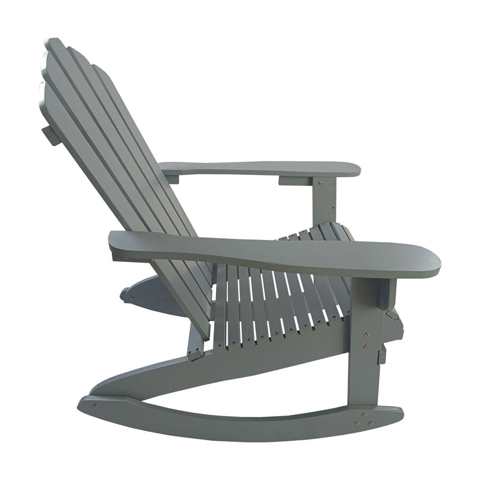 Reclining Wooden Outdoor Rocking Adirondack Chair, Walnut