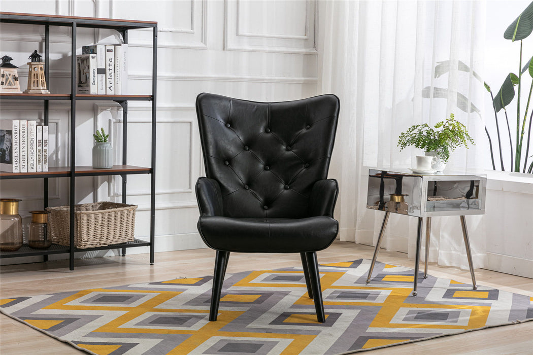 Coolmore Accent Chair / Bed Room, Modern Leisure Chair - Black PU