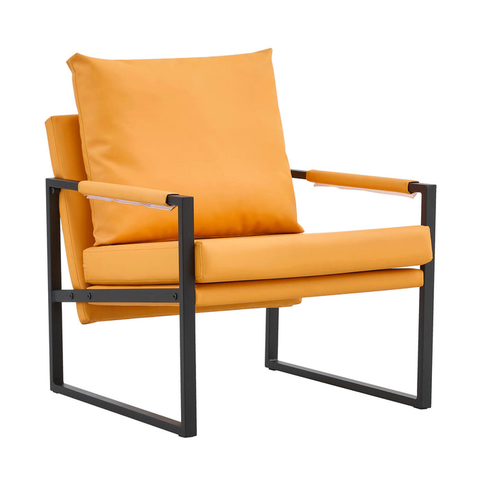Accent Arm Chair With Extra-Thick Padded Backrest And Seat Cushion - Orange