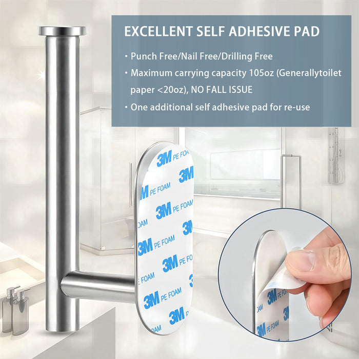 Toilet Paper Holder Self Adhesive, Steel Rustproof Adhesive No Drilling