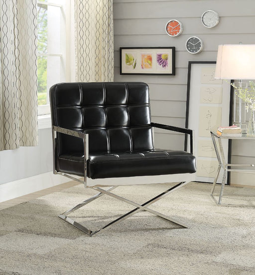 Rafael - Accent Chair - Black PU & Stainless Steel Unique Piece Furniture