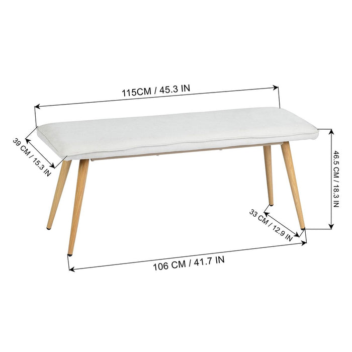45.3" Dining Room Bench With Metal Legs - Beige