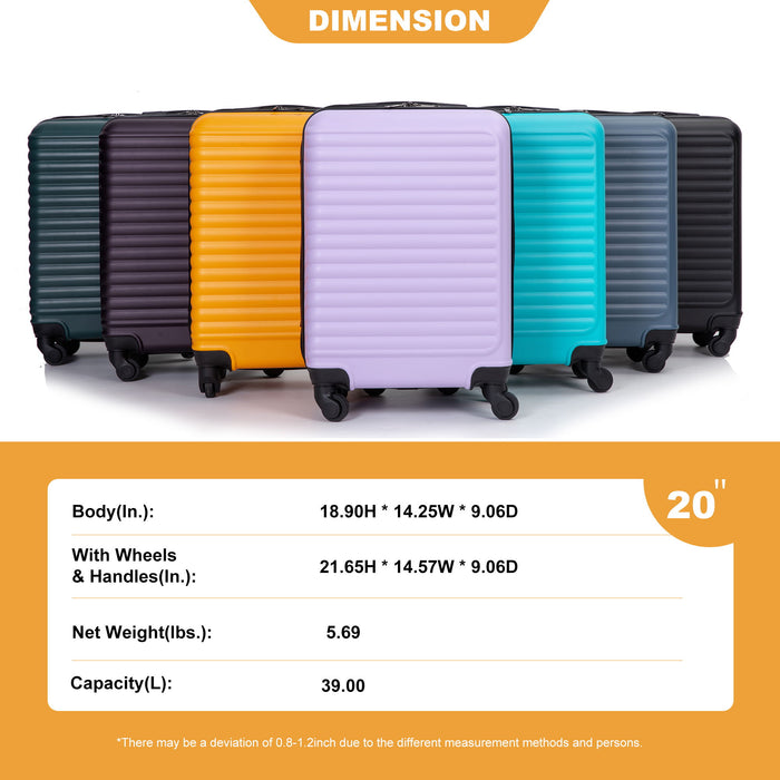 20" Carry On Luggage Lightweight Suitcase, Spinner Wheels, Orange