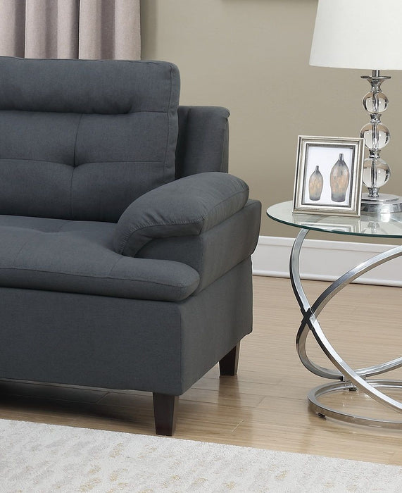 Living Room Furniture Charcoal Cushion Sectional Ottoman Linen Like Fabric Sofa Chaise