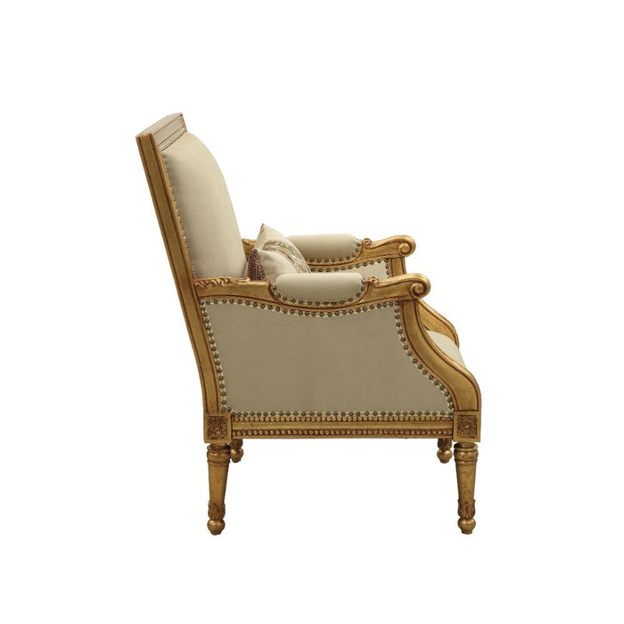 Daesha - Accent Chair - Tan Flannel & Antique Gold