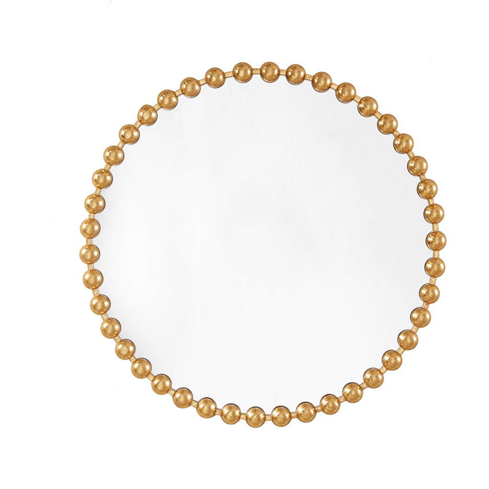 Beaded Round Wall Mirror - Gold