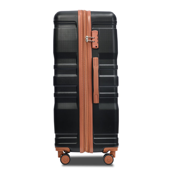 Luggage Sets New Model Expandable Abs Hardshell 3 Pieces Clearance Luggage Hardside Lightweight Durable Suitcase Sets Spinner Wheels Suitcase With Tsa Lock 20''24''28'' (Black And Brown)