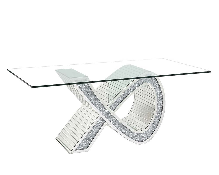Noralie - Dining Table - Mirrored & Faux Diamonds - Glass Unique Piece Furniture