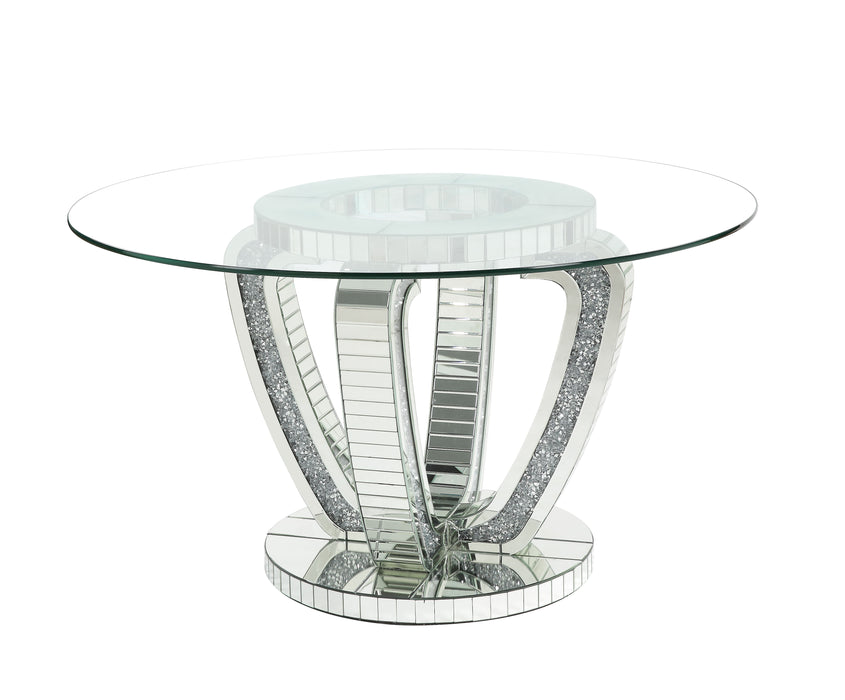 Acme Noralie Dining Table Mirrored & Faux Diamonds