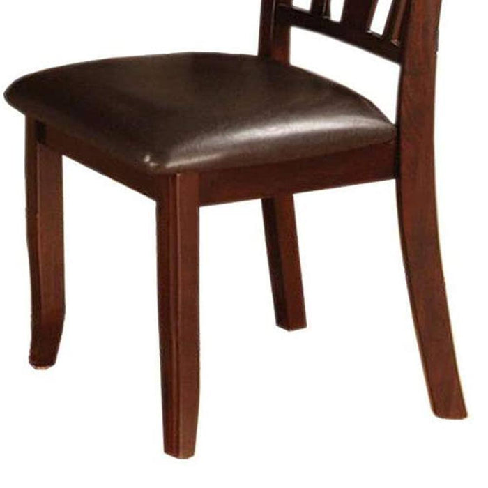 (Set of 2) Side Chairs Dark Espresso Finish Solid Wood Kitchen Dining Room Furniture Padded Leatherette Seat Unique Back