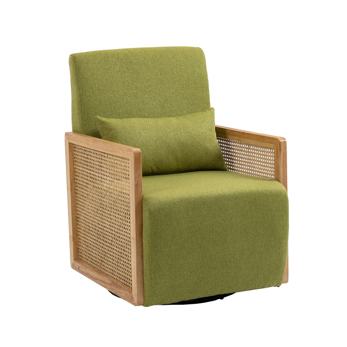 Coolmore Modern Comfortable Upholstered Accent Chair / Linen Accent Chair With Ottoman For Living Room, Bedroom - Green