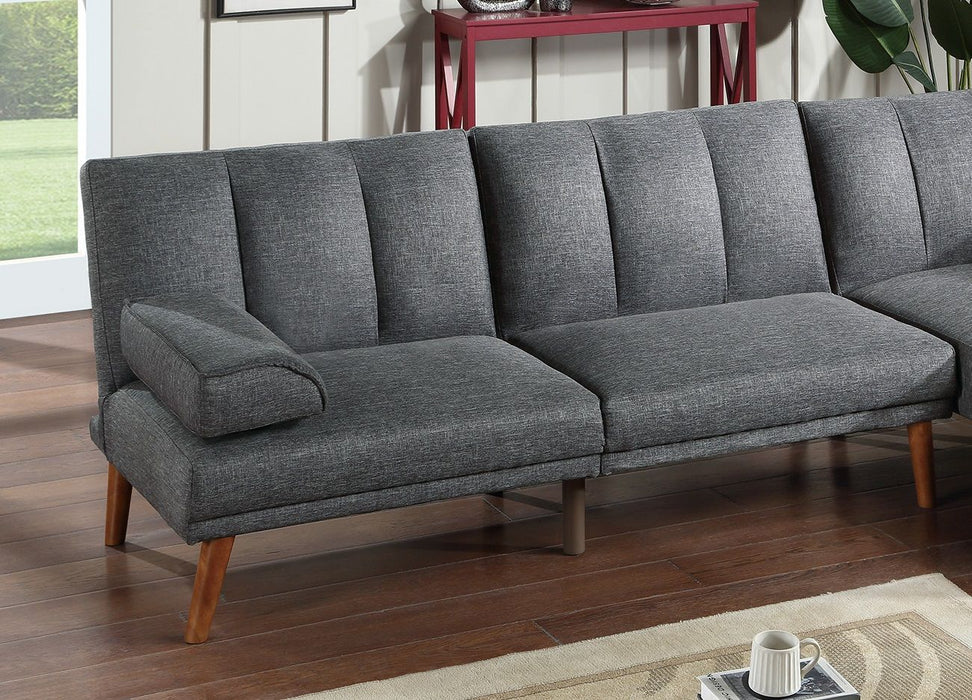 Blue Gray Polyfiber Adjustable Sofa Living Room Furniture Solid Wood Legs Plush Couch