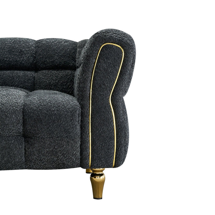 Modern Boucle Upholstery Fabric Sofa 87 Inch For Living Room - Dark Gray
