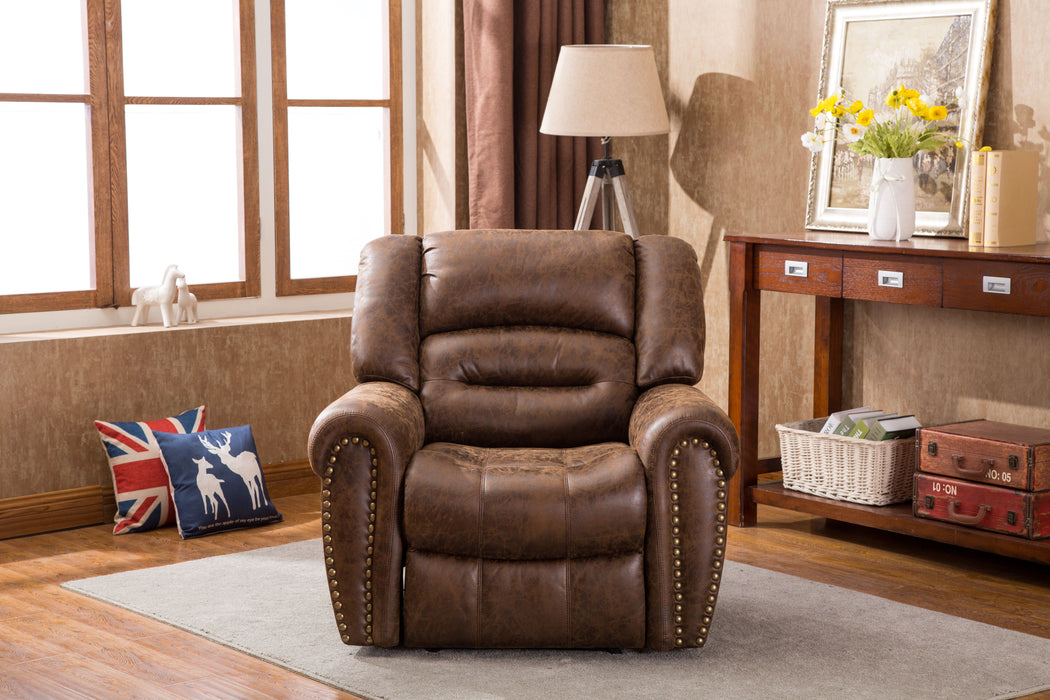 Electric Recliner Chair With Breathable Bonded Leather, Classic Single Sofa Home Theater Recliner Seating With Usb Port (Nut Brown)