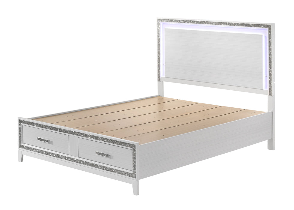 Acme Haiden Queen Bed With Storage Led & White Finish