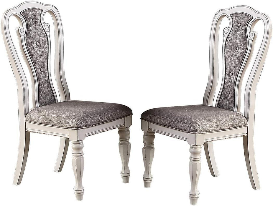 (Set of 2) Dining Chairs Gray Upholstered Tufted Unique Design Chairs Back Cushion Seat Dining Room