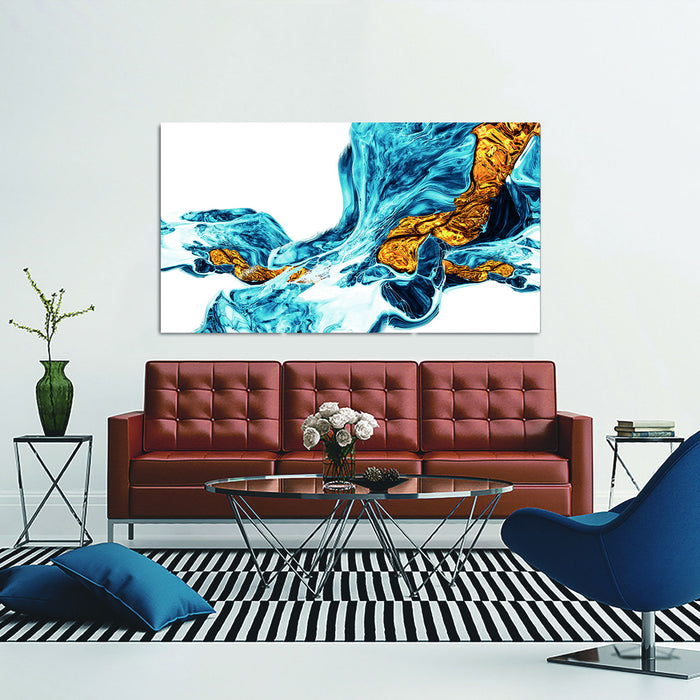 Oppidan Home "Abstract Waterfall With Gold" Acrylic Wall Art (32"H X 48"W)