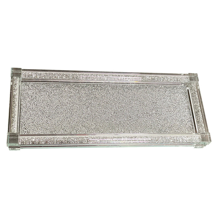 Ambrose Exquisite Large Glass Tray In Gift Box - Silver