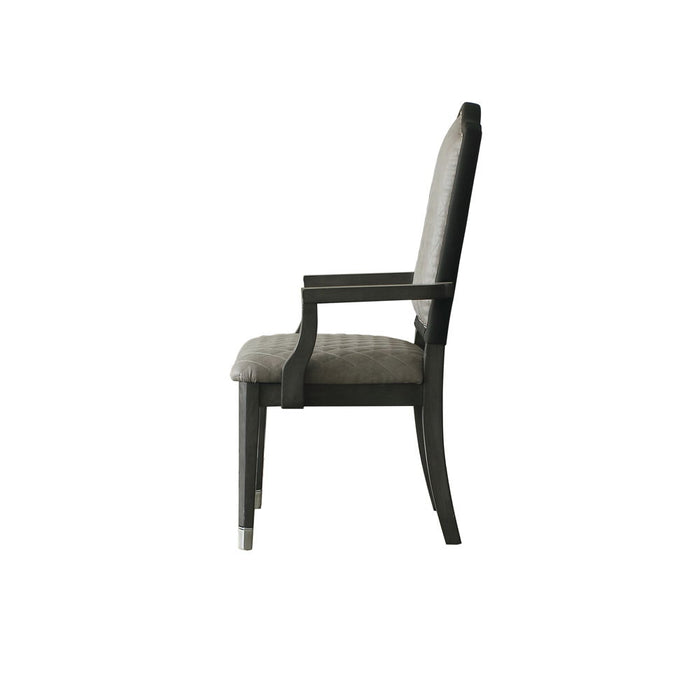 House Beatrice - Arm Chair Set of 2) - Two Tone Gray Fabric & Charcoal