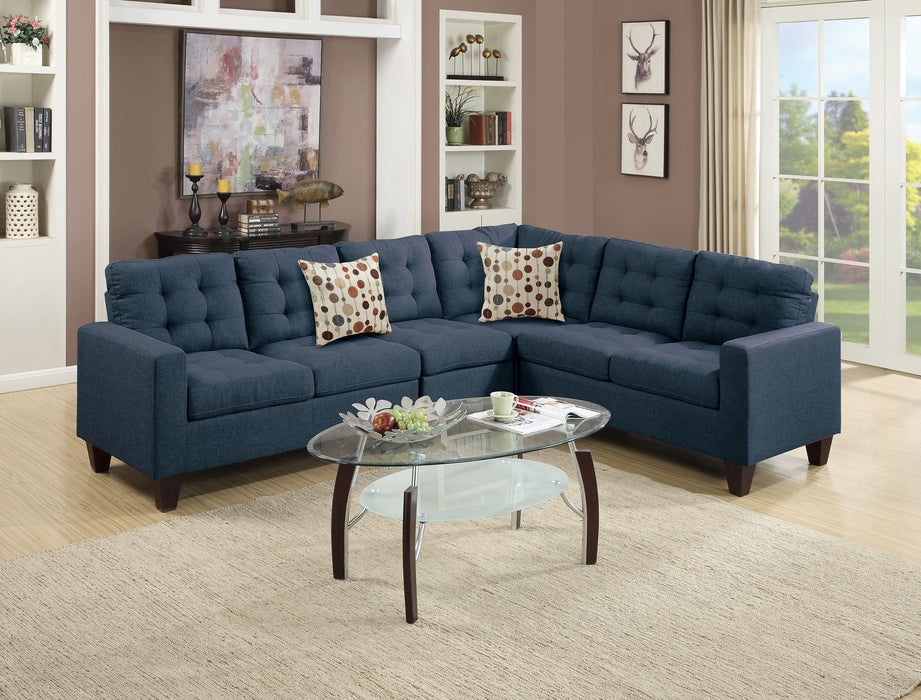 Modular Sectional Navy Polyfiber 4 Pieces Sectional Sofa LAF And RAF Loveseats Corner Wedge Armless Chair Tufted Cushion Couch