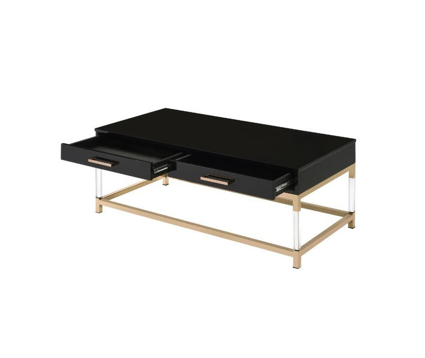 Adiel - Coffee Table - Black & Gold Finish Unique Piece Furniture