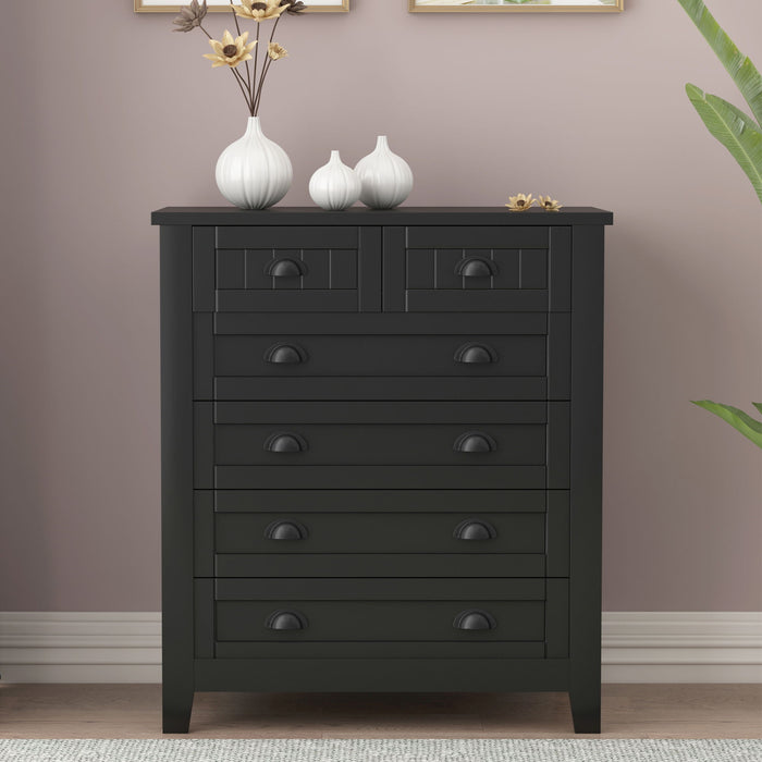 Drawer Dresser Cabinet, Bar Cabinet, Storge Cabinet, Lockers, Retro ShelL-Shaped Handle, Can Be Placed In The Living Room, Bedroom, Dining Room - Black