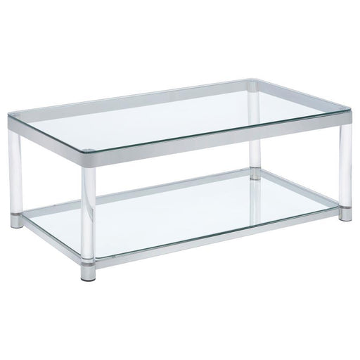 Anne - Coffee Table With Lower Shelf - Chrome And Clear Unique Piece Furniture