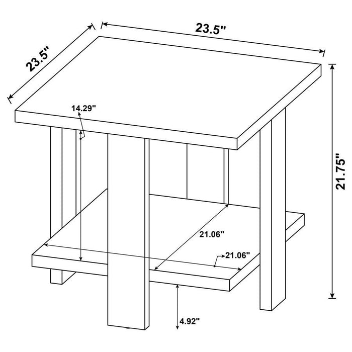 Dawn - Square Engineered Wood End Table With Shelf - Mango