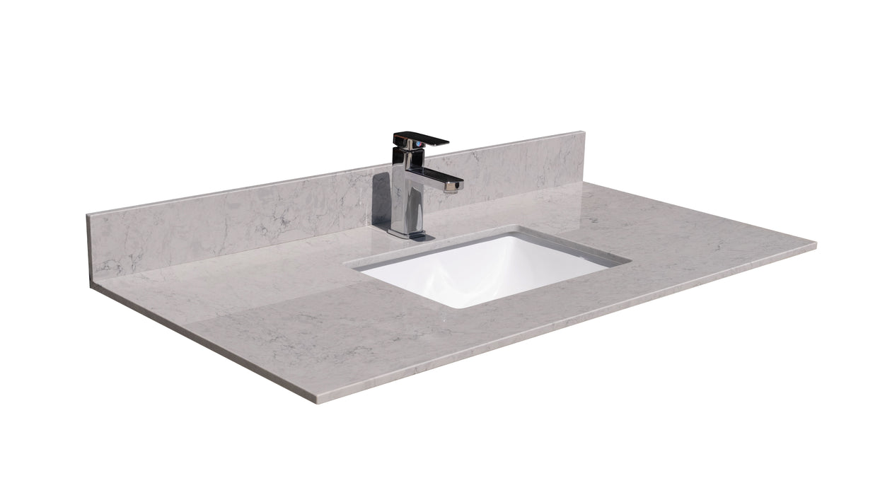 Montary 43" Bathroom Stone Vanity Top Calacatta Gray Engineered Marble Color With Undermount Ceramic Sink And Single Faucet Hole With Backsplash