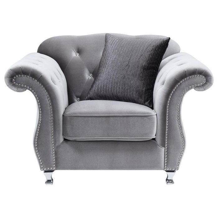 Frostine - Button Tufted Chair - Silver Unique Piece Furniture