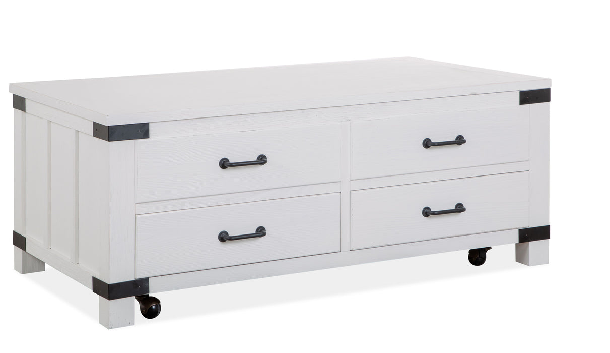 Harper Springs - Lift Top Storage Cocktail Table With Casters - Silo White