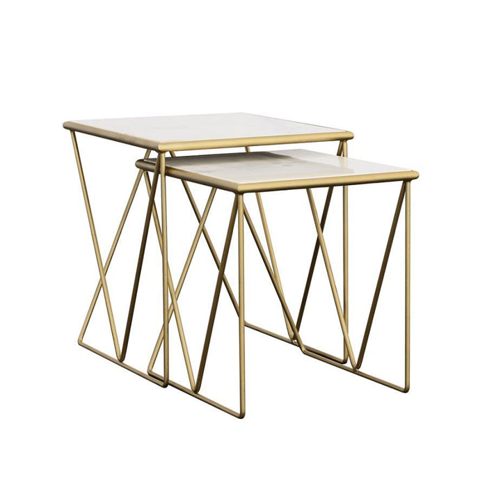 Bette - 2 Piece Nesting Table Set - White And Gold Unique Piece Furniture