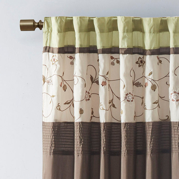 Embroidered Curtain Panel - Green