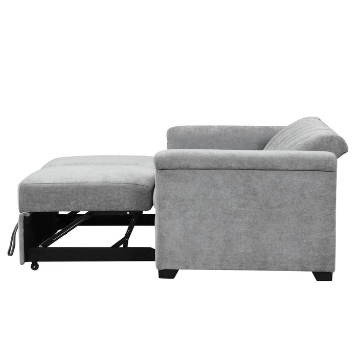 U_Style Convertible Soft Cushion Sofa Pull Bed, For Two People To Sit - Gray