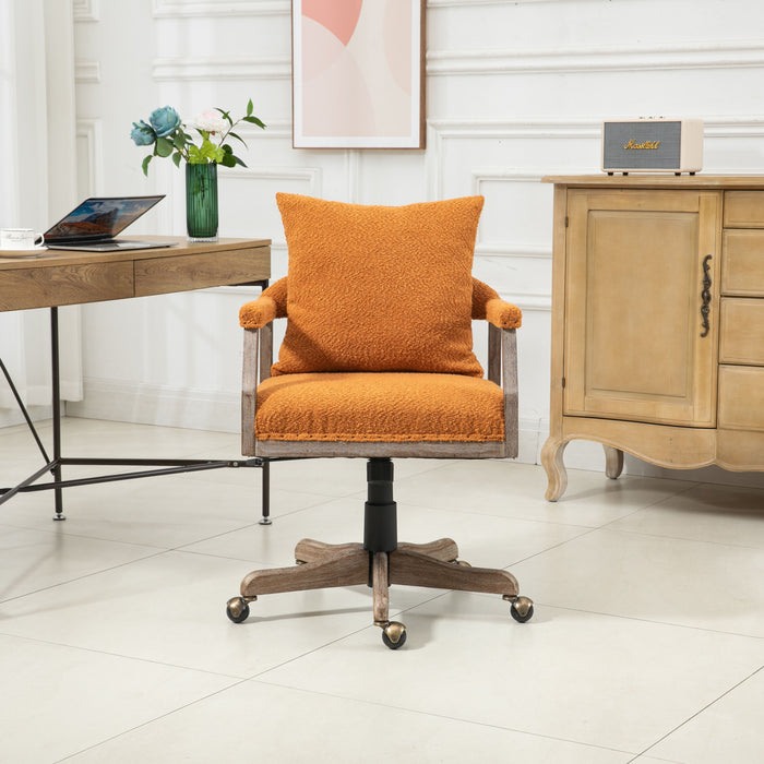 Coolmore - Computer Chair Office Chair Adjustable Swivel Chair Fabric Seat Home Study Chair - Orange