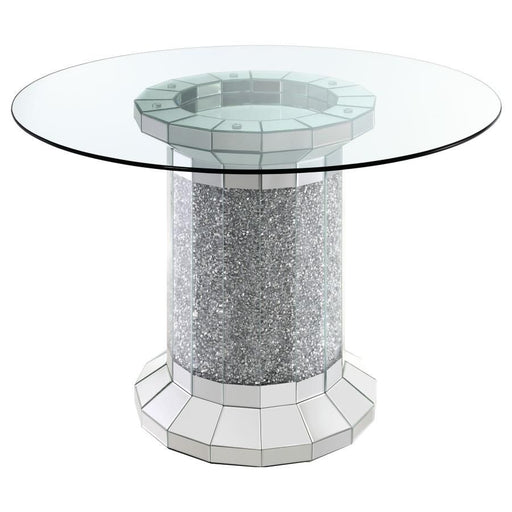 Ellie - Pedestal Round Glass Top Counter Height Table - Mirror Unique Piece Furniture