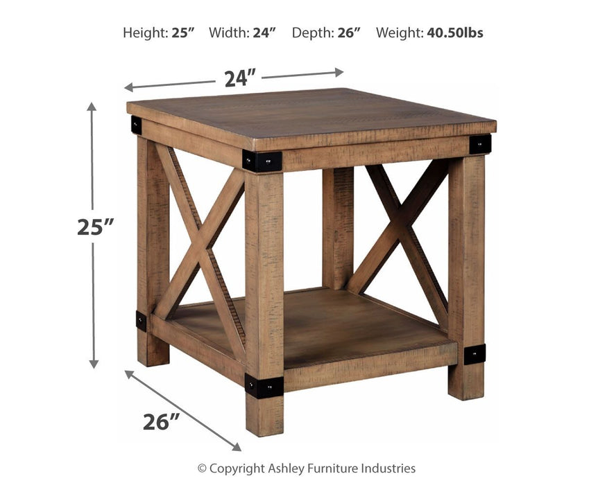Aldwin - Gray - Rectangular End Table - Crossbuck Styling Unique Piece Furniture