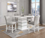 Elizaveta - Counter Height Table - Gray Velvet, Faux Crystal Diamonds &White High Gloss Finish Unique Piece Furniture