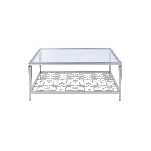 Naiya - Coffee Table - Nickel & Clear Glass Unique Piece Furniture