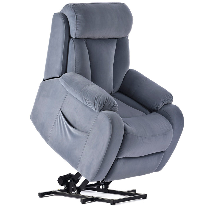 Lift Chair Recliner For Elderly Power Remote Control Recliner Sofa Relax Soft Chair Anti - Skid Australia Cashmere Fabric Furniture Living Room (Light Blue)