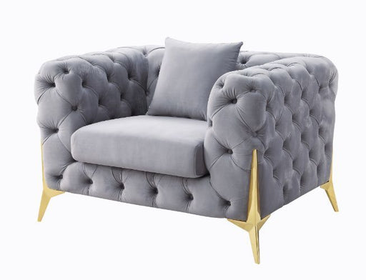 Jelanea - Chair - Gray Velvet & Gold Finish - 30" Unique Piece Furniture